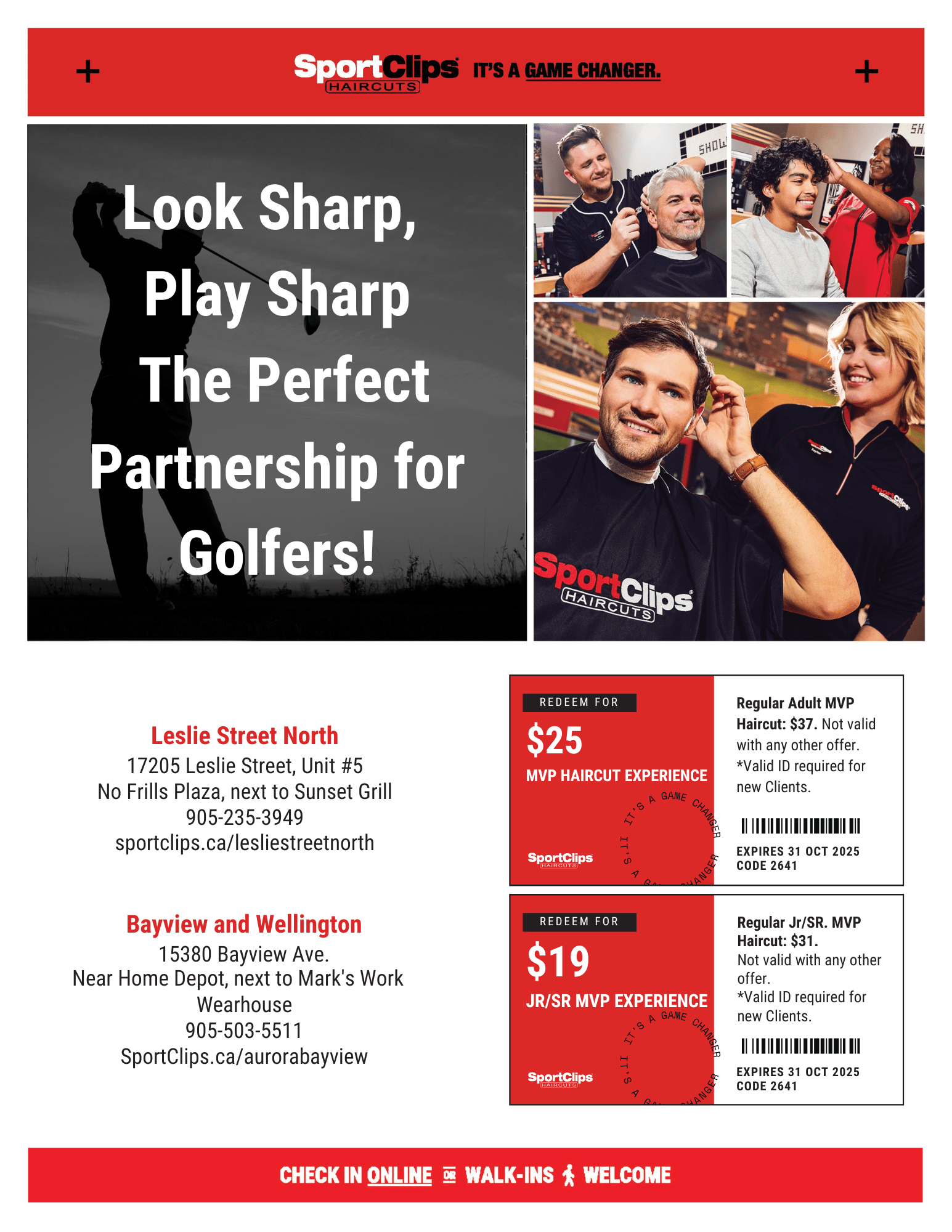 Look Sharp, Play Sharp haircut coupons for golfers