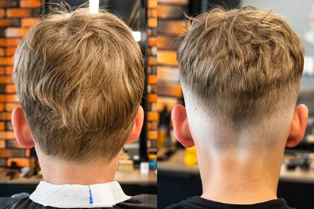 Skin Fade: (tapers all the way down to bare skin)